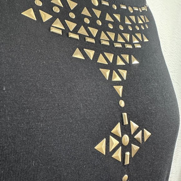 Ruby Rd. black knit top with gold embellished neck and center front tunic 1X - Picture 2 of 6